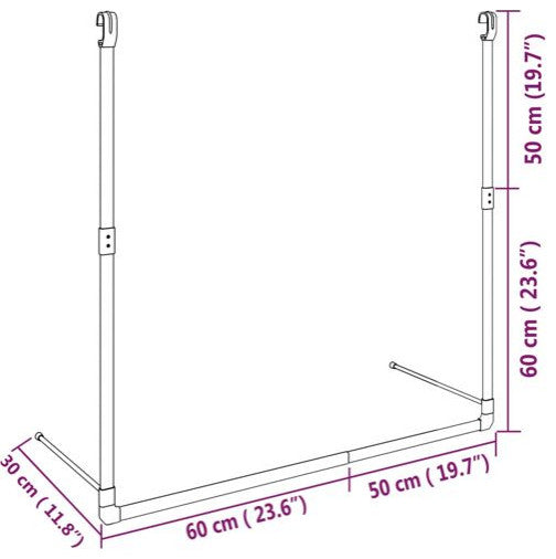 vidaXL Wardrobe Hanging Rail Silver