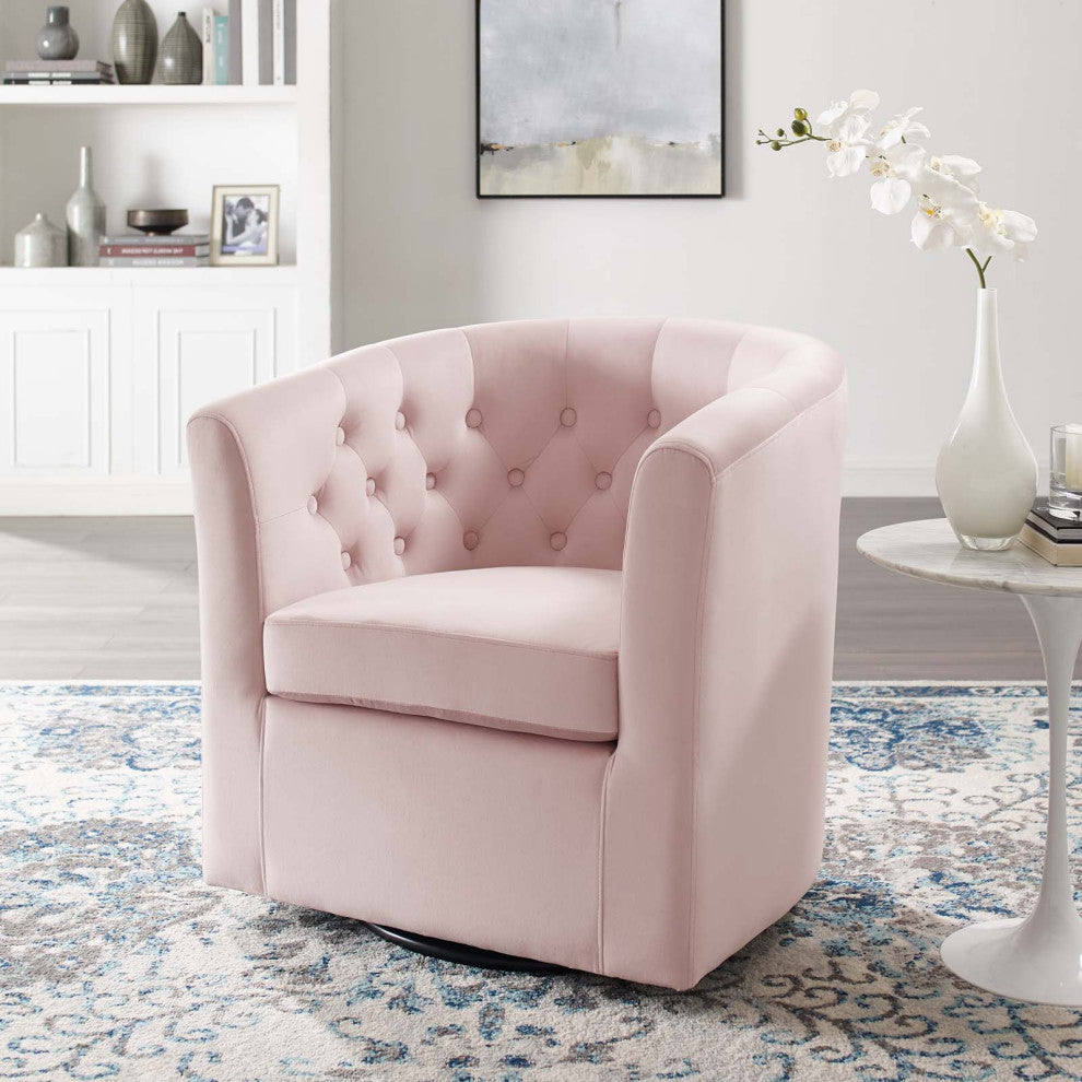 Tufted Armchair Accent Chair, Velvet, Pink, Modern, Living Lounge Hospitality