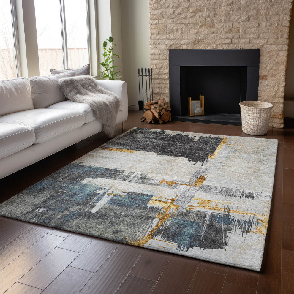 Premium Machine Washable Mayfield AMF624 Charcoal 3' x 5' Rug