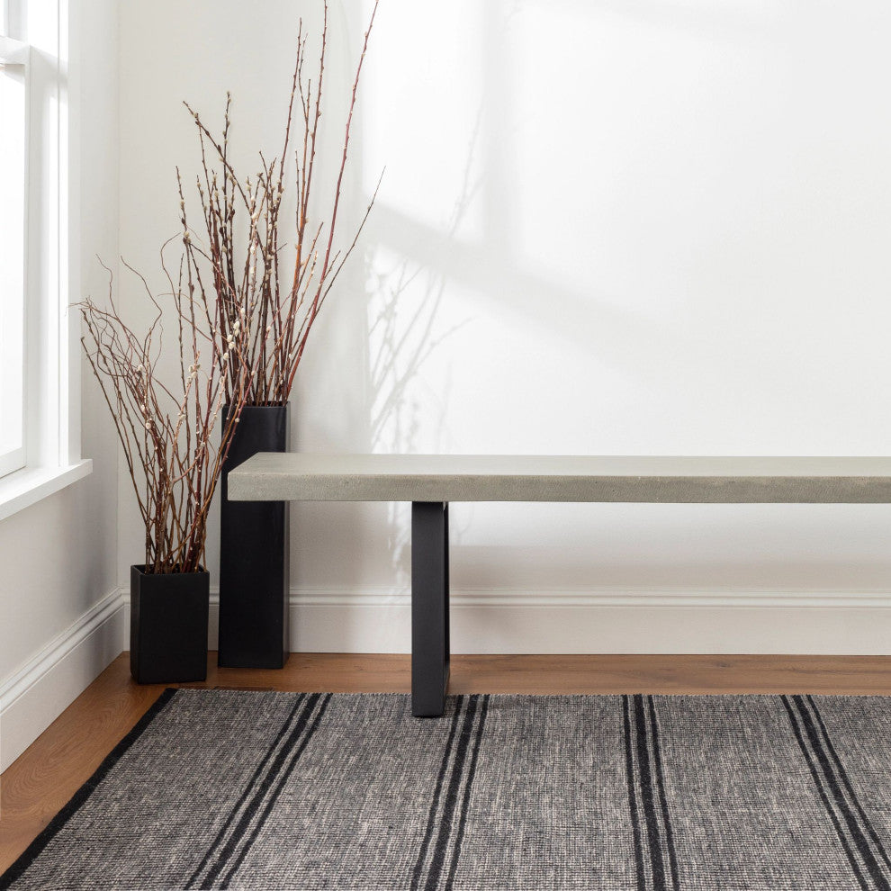 Dash & Albert Malta Black Handwoven Wool Rug, Grey, 5' x 8'