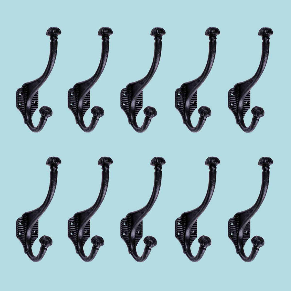10 Hat Coat Hook Wrought Iron Black |