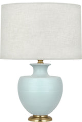 Michael Berman Atlas Table Lamp, Matte Sky Blue With Modern Brass