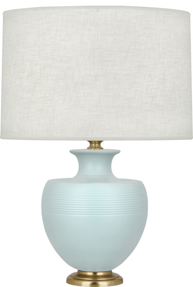 Michael Berman Atlas Table Lamp, Matte Sky Blue With Modern Brass
