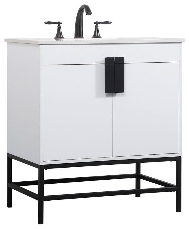 Home Living 19" Modern White-Light Bathroom Vanity