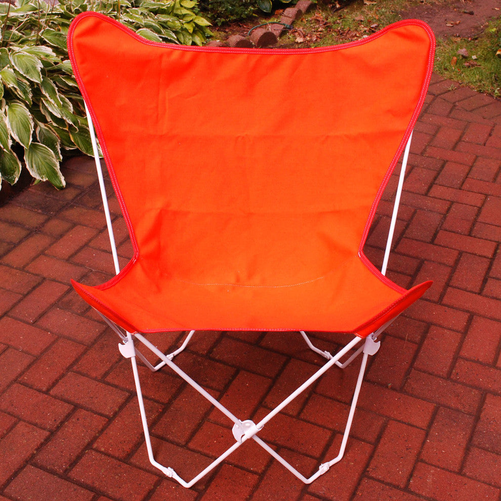 Butterfly Chair and Cover Combo With White Frame, Orange