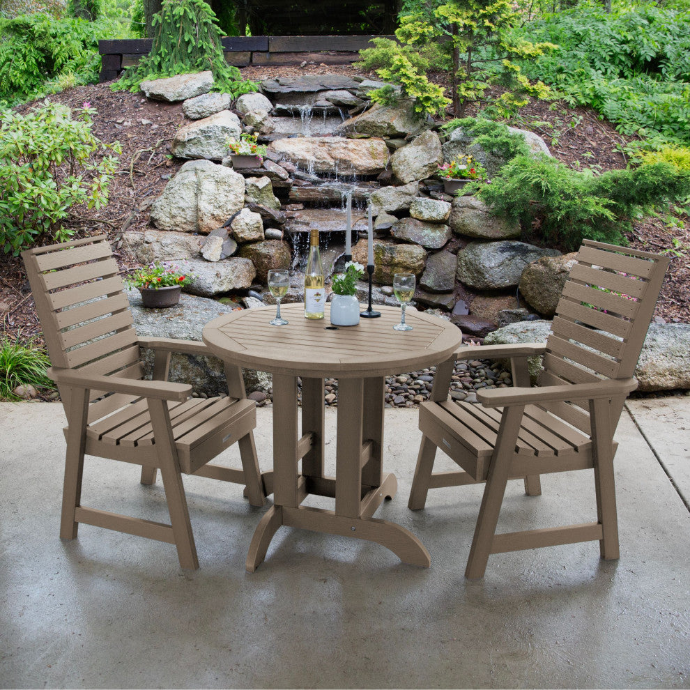 Weatherly 3-Piece Round Dining Set, Woodland Brown