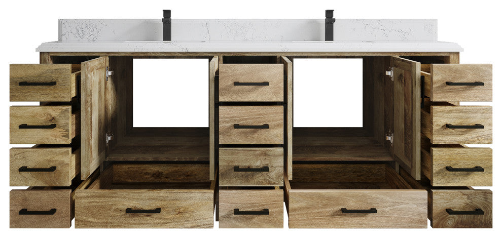 Malibu Mango 84 Double Sink Bath Vanity in Natural 1.5" Empira Quartz
