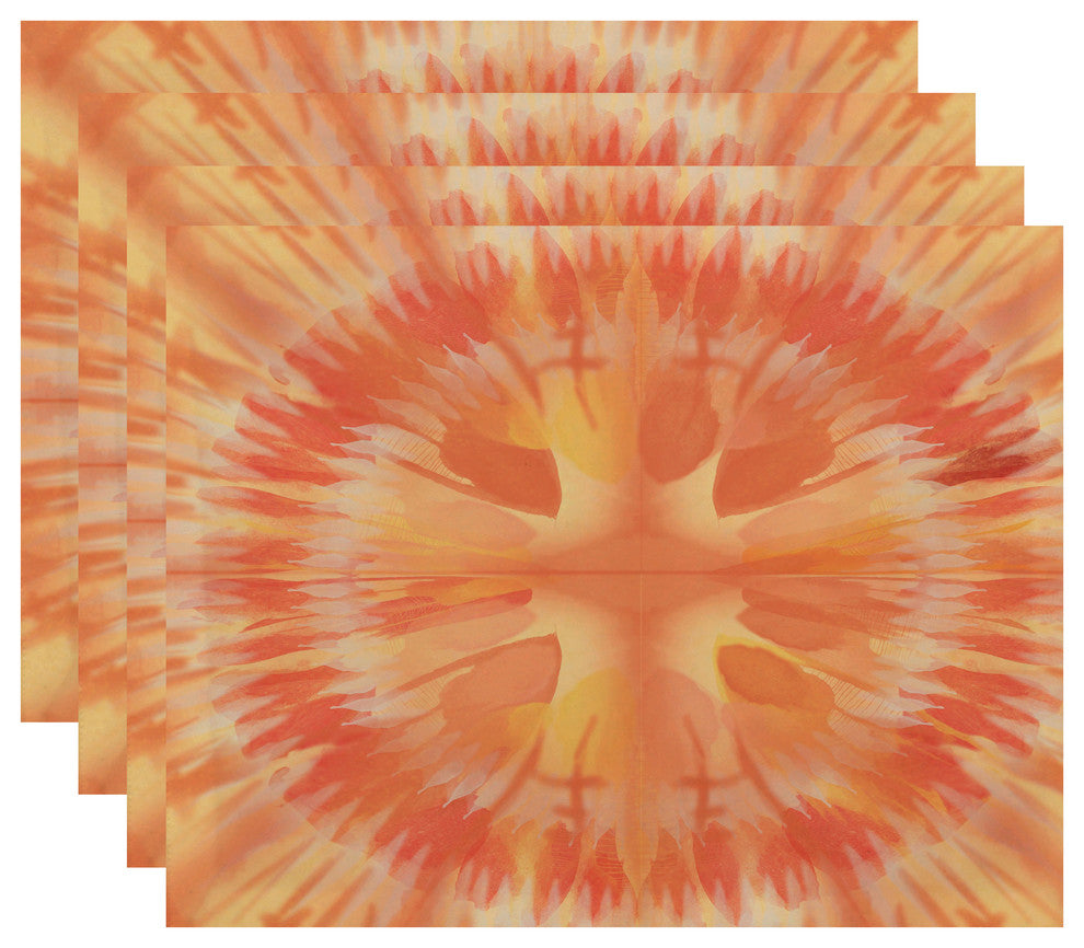 Shibori Burst, Geometric Print Placemat, Set of 4, Yellow