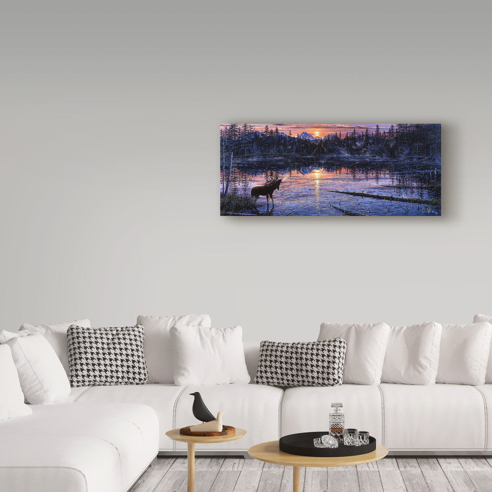 Jeff Tift 'Moose Lake' Canvas Art, 19"x8"