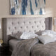 Ally Grayish Beige Fabric Button-Tufted Nail head King Size Winged Headboard