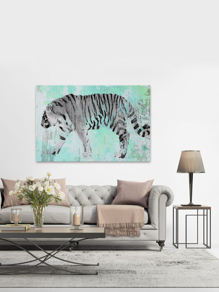 "White Tiger" Painting Print on Wrapped Canvas, 18x12