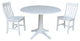42" Round Top Pedestal Table with 2 Chairs, White