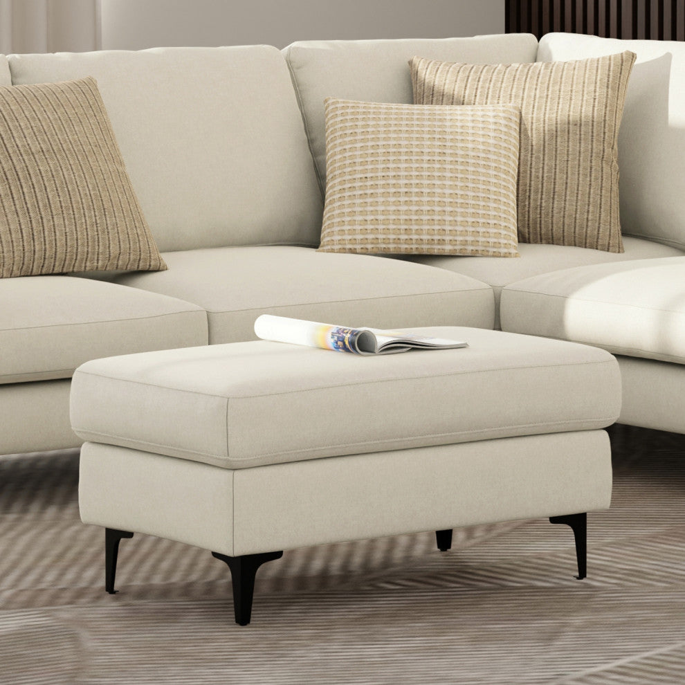Ava Ottoman in Tightly Woven Performance Fabric , Assembled