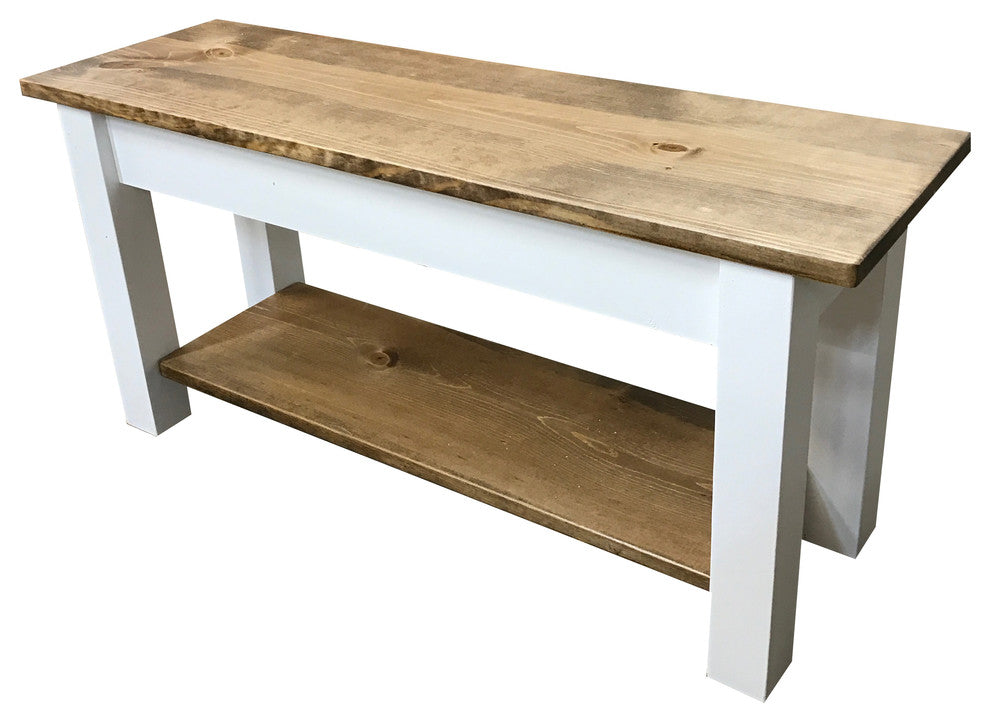 Ambler Farmhouse Bench With Shelf, 24"