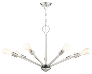 Livex Lighting Prague 7 Light Brushed Nickel With Black Accent Chandelier