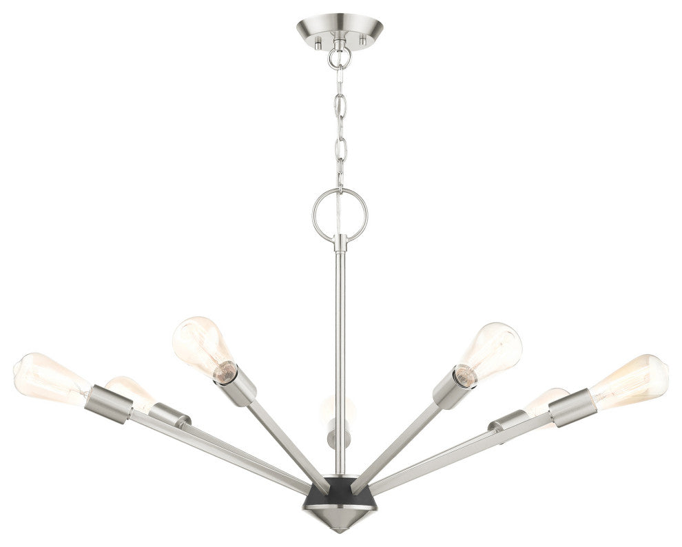 Livex Lighting Prague 7 Light Brushed Nickel With Black Accent Chandelier