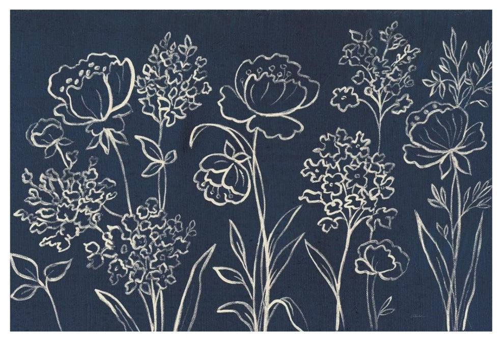 "Indigo Floral I" Digital Paper Print by Silvia Vassileva, 32"x22"