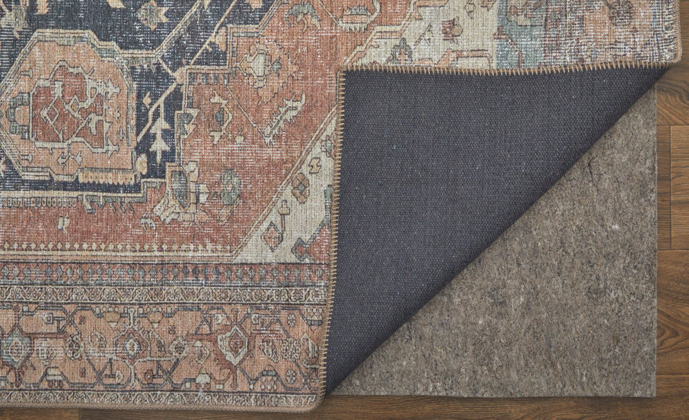 Weave & Wander Prescott Machine Washable Area Rug, Brown/Rust, 4'x6'