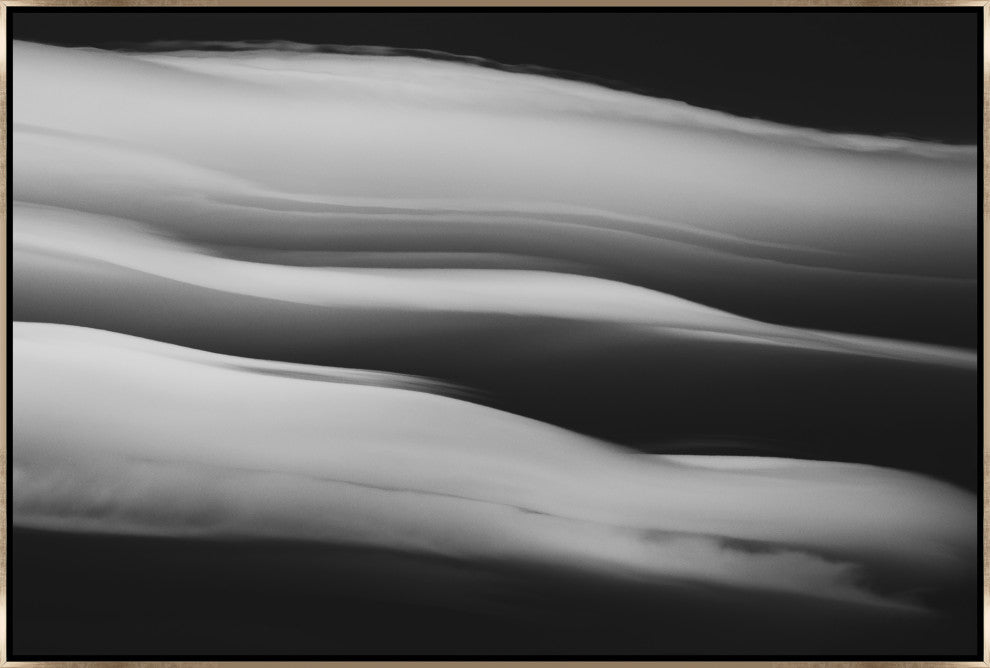 36x24 Lenticular Clouds II, Framed Artwork, Silver