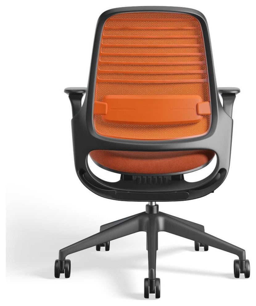 Modern Office Chair, Breathable Padded Seat & Back With Curved Arms, Tangerine