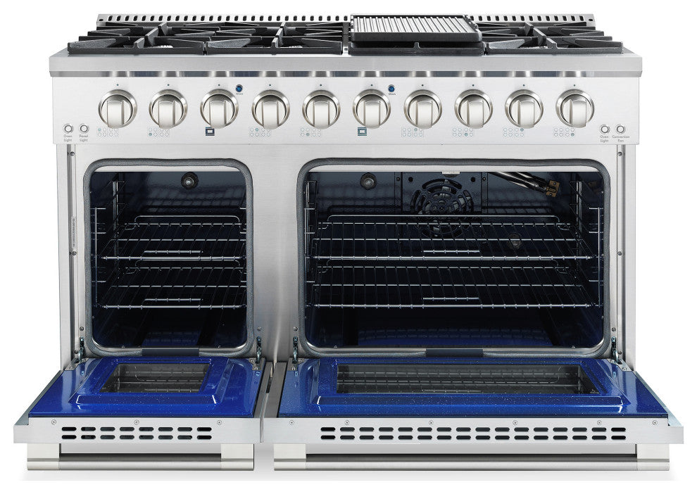 Cosmo 48 in. 5.5 cu. ft. Double Oven Gas Range with 8 Burners in Stainless Steel