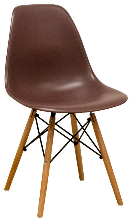 Paris Tower Dining Side Chair w/Wood Legs, Set of 2, Chocolate