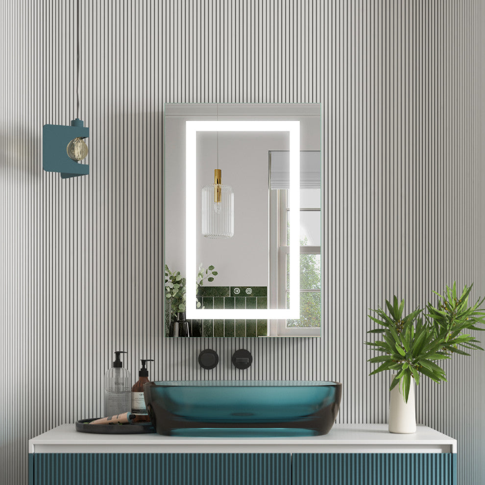 Recessed/Surface Mount LED Medicine Cabinet Mirror with Defogger, 20"x30" Right Hinge