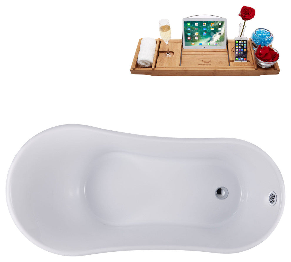 55" Streamline N355CH-CH Clawfoot Tub and Tray With External Drain