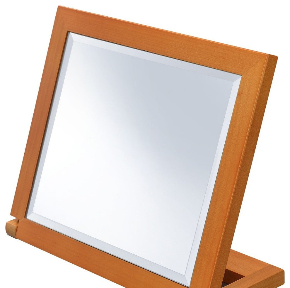 Walnut Finish Rectangle Adjustable Vanity Mirror