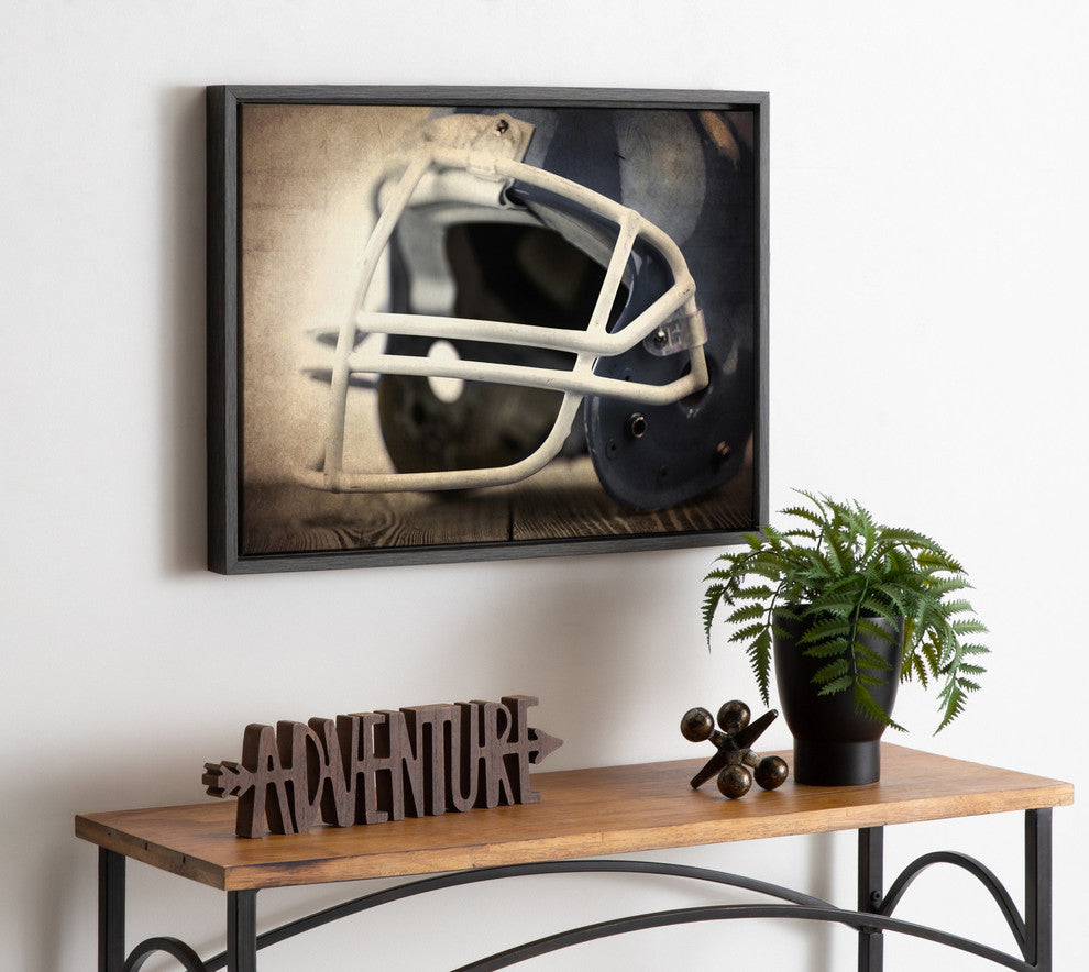 Sylvie Football Helmet Framed Canvas by Shawn St. Peter, Gray 18x24