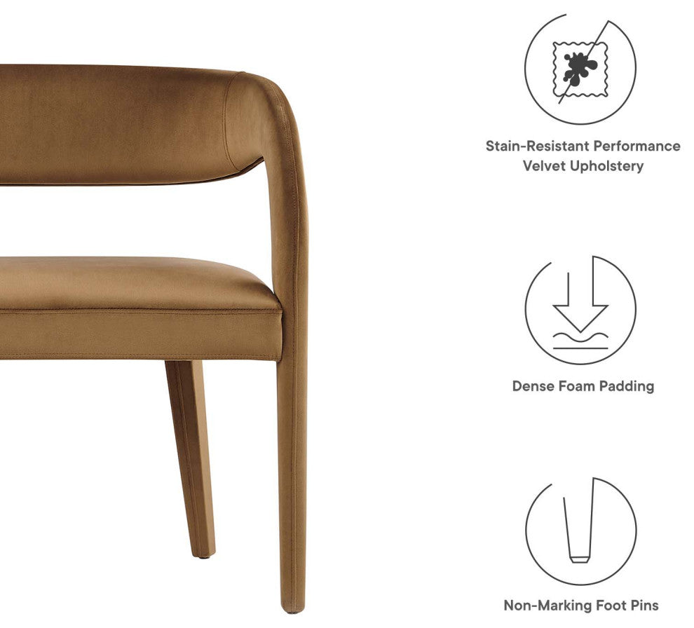 Pinnacle Performance Velvet Accent Bench, Brown