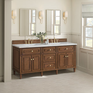Lorelai 72"Double Vanity, Mid-Century Walnut, 3 CM Ethereal Noctis Top