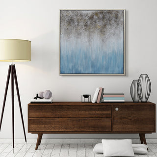 Blue Shadow Abstract Textured Metallic Hand Painted Wall Art by Martin Edwards