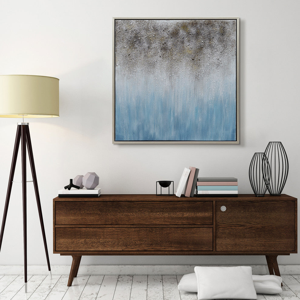 Blue Shadow Abstract Textured Metallic Hand Painted Wall Art by Martin Edwards