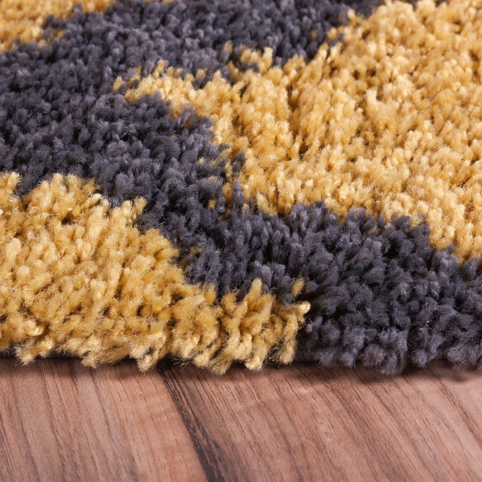 Well Woven Madison Shag Passion Chevron Rug, Gold Gray, 20''''x7''2'''' Runner