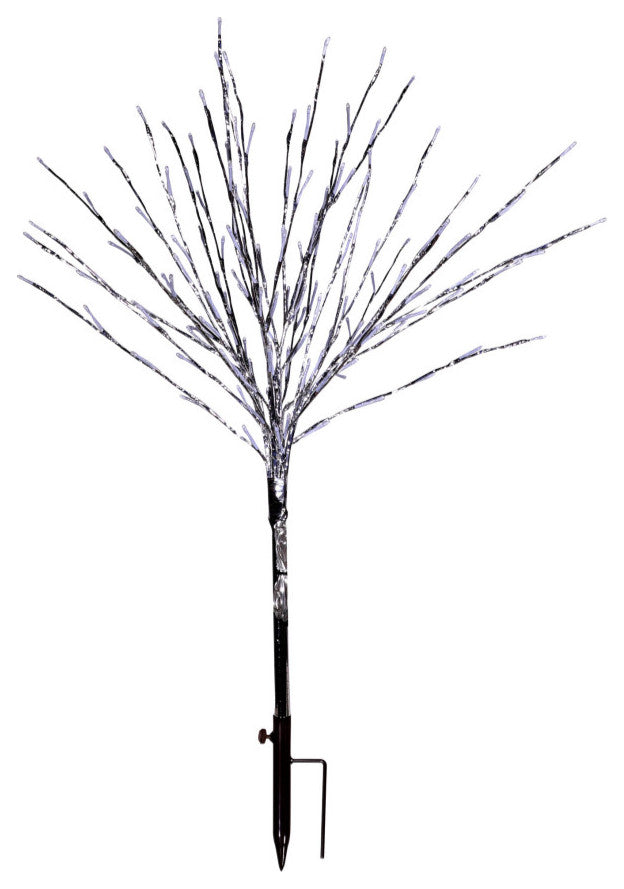 39"H Indoor/Outdoor Metallic Tree Stake Holiday Decoration with White LED Lights