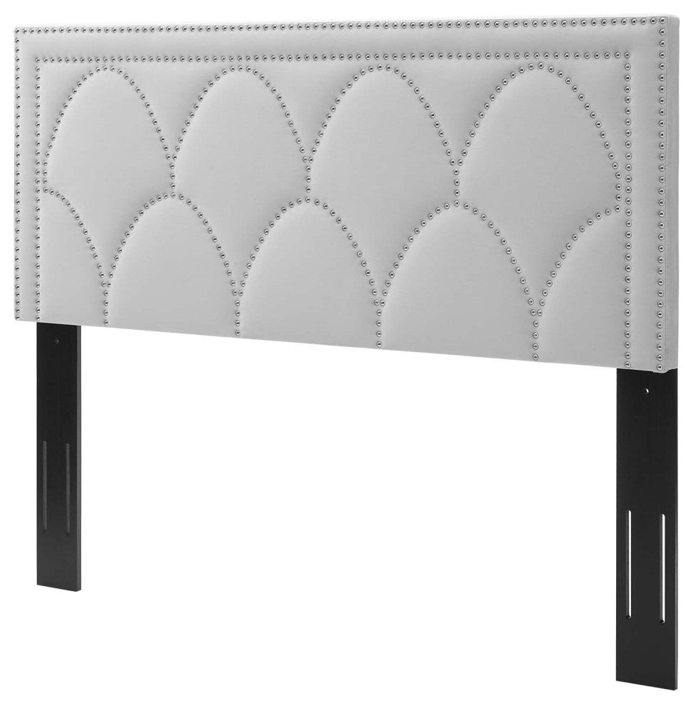 Headboard, Nailhead, Twin Size, Gray, Velvet, Modern, Bedroom Guest Suite