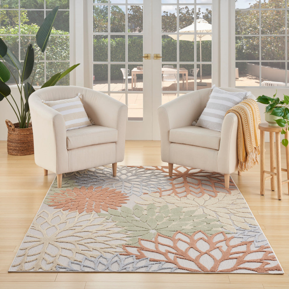 Nourison Aloha 6' x 9' Ivory Multicolor Outdoor Area Rug