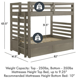 My Bed Now Everest Twin-over-Twin 2-Drawer Wood Bunk Bed with Ladder in Brown