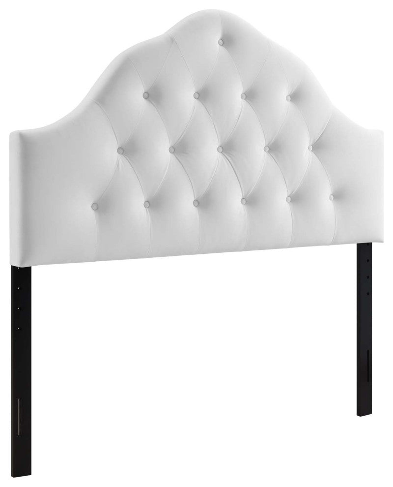 White Sovereign Full Diamond Tufted Performance Velvet Headboard