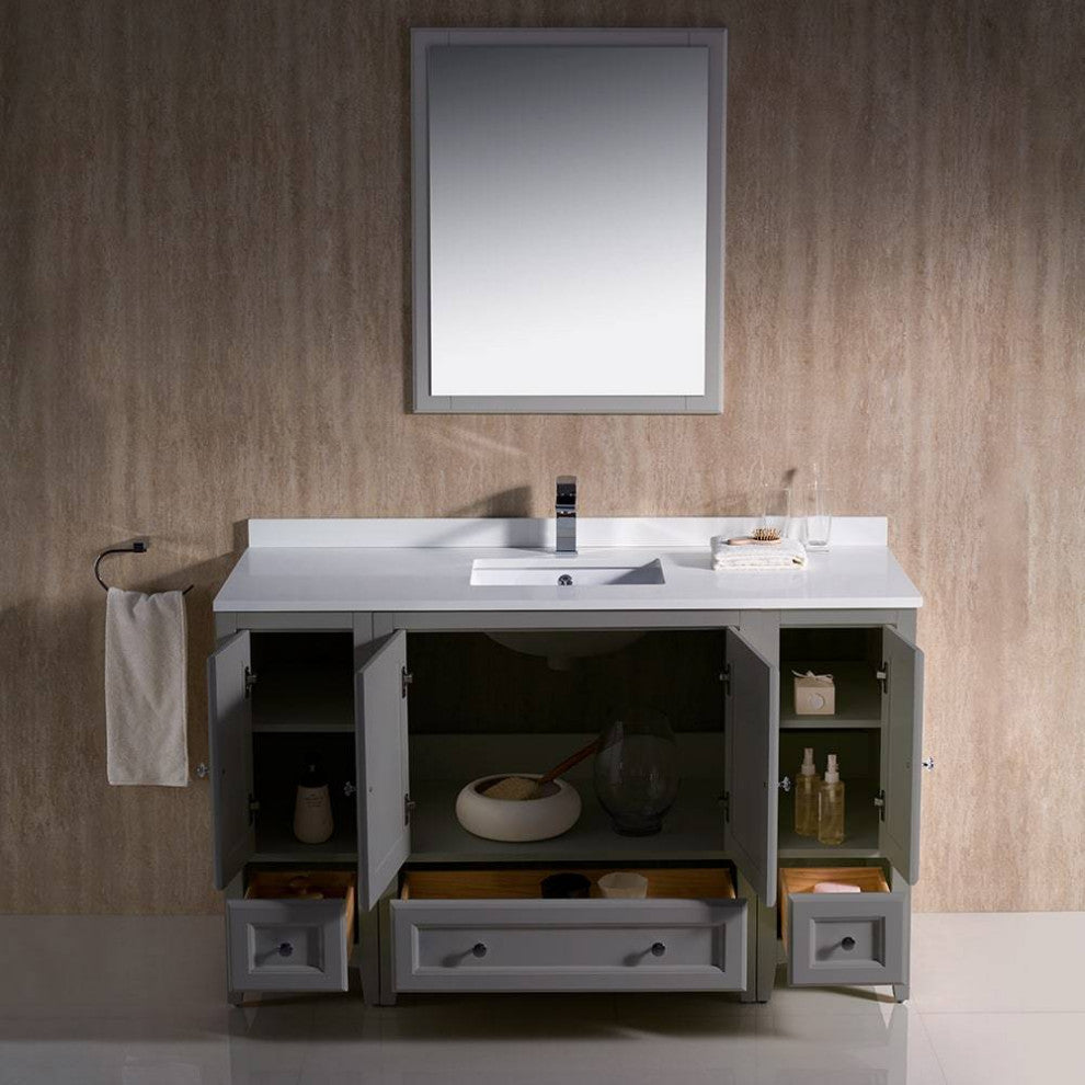 Fresca FVN20-123012GR Oxford 54" Gray Traditional Bathroom Vanity