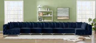 Tremblay Velvet Upholstered 9-Piece Modular U-Shaped Sectional, Navy