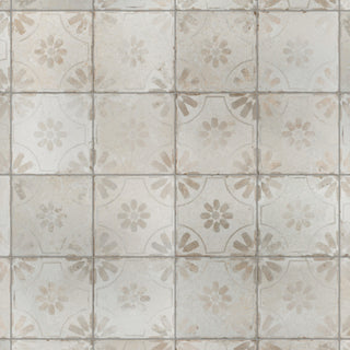 Kings Blume Encaustic Ceramic Floor and Wall Tile, White