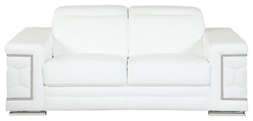 2-Piece Indoor White Italian Leather Five Person Seating Set