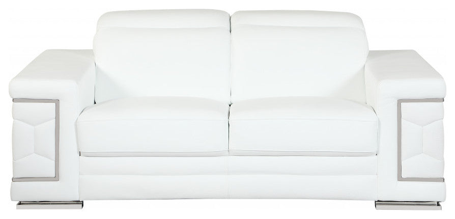 2-Piece Indoor White Italian Leather Five Person Seating Set