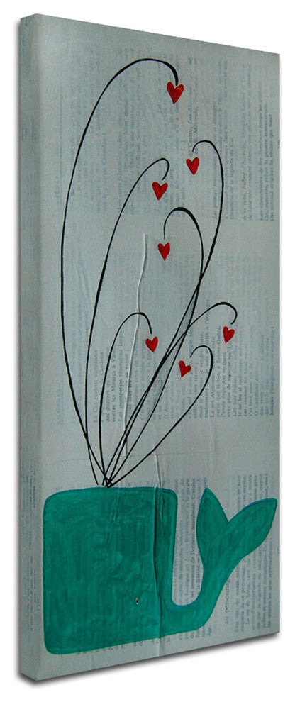 ''Whale Spouting Hearts'' Canvas Art by Nicole Dietz