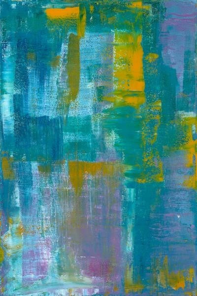"Blue & Gold" Painting Print on Wrapped Canvas, 16"x24"