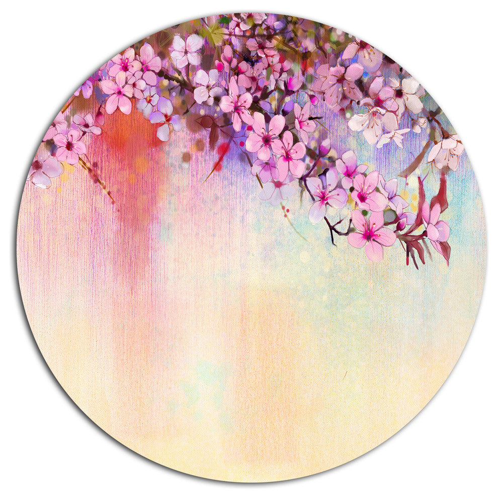 Watercolor Painting Cherry Blossoms, Flower Round Wall Art, 11"