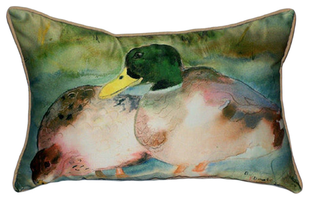 Betsy Drake Mallard Ducks Extra Large 20 X 24 Indoor / Outdoor Pillow