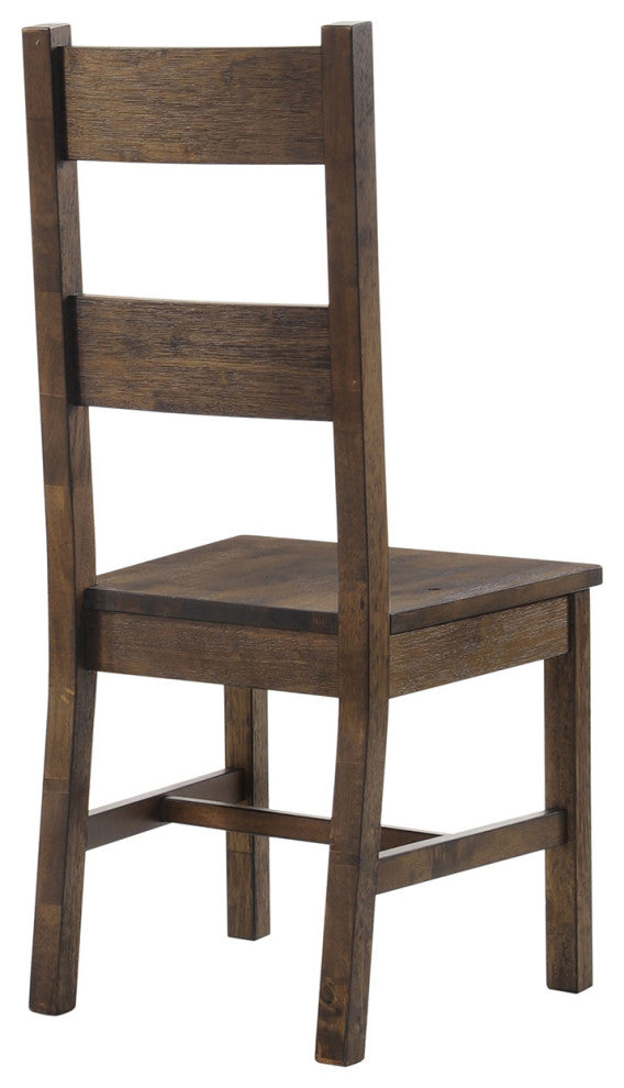 Set of 2 Wood Dining Chairs, Rustic Golden Brown